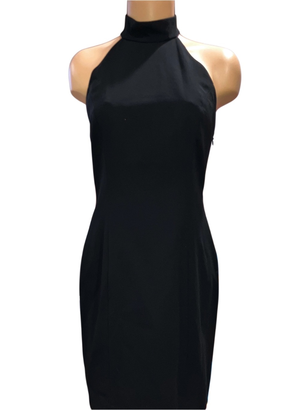Vintage 90s Laundry by Shelli Segal Black Crochet High Neck Halter Dress Sz 6 - Picture 3 of 10
